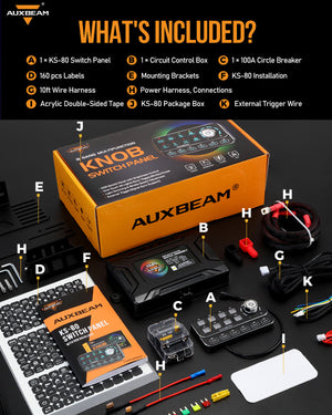 Auxbeam KS-80 RGB Switch Panel 120A - Dunes 2 Dezert SXS