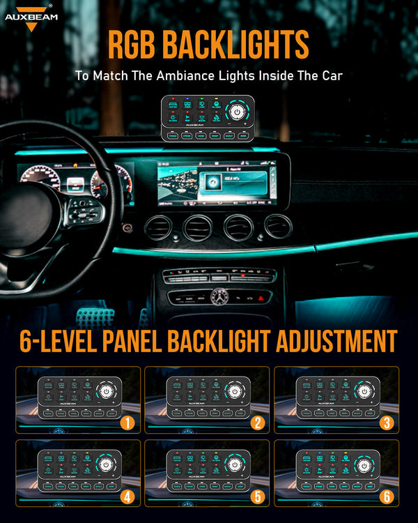 Auxbeam KS-80 RGB Switch Panel 120A - Dunes 2 Dezert SXS