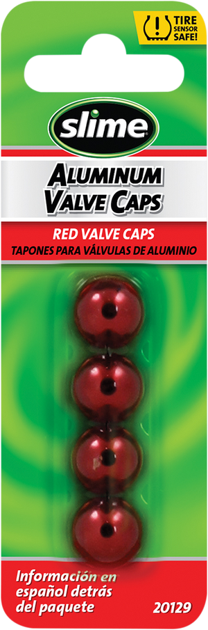 SLIME Valve Stem Caps - Red - 4 Pack 20129