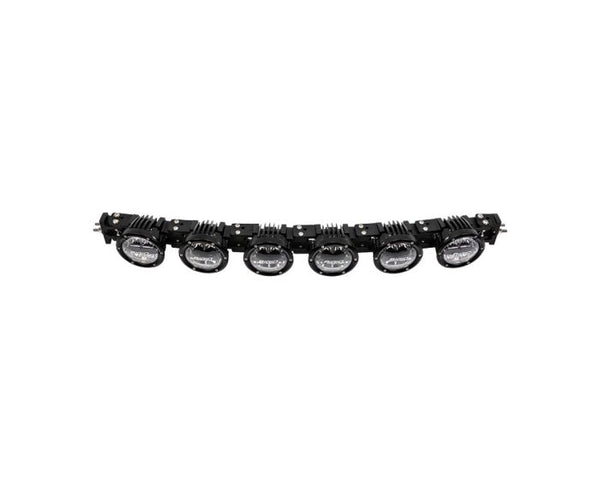 Rigid 360 Connect 40-inch RGBW LED light bar with eight modular pods, adjustable curve, and spot-drive optics for off-road lighting