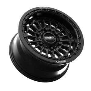 Metal FX Delta 6R Beadlock Satin Black UTV wheel, side profile
