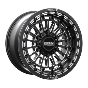 Metal FX Delta 6R Beadlock Satin Black Contrast Cut UTV wheel, main product photo