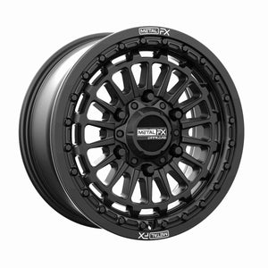 Metal FX Delta 6R Beadlock Satin Black UTV wheel, face detail