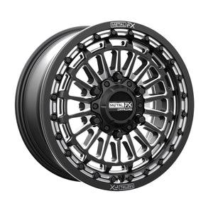 Metal FX Delta 6R Beadlock Satin Black Contrast Cut UTV wheel, face detail