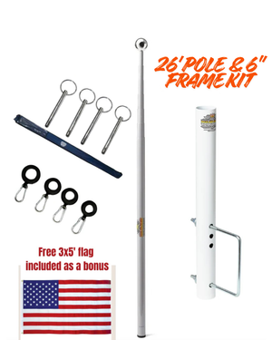 Telescopic Fiberglass Flagpole & 6" Frame Mount Kit - Dunes 2 Dezert SXS