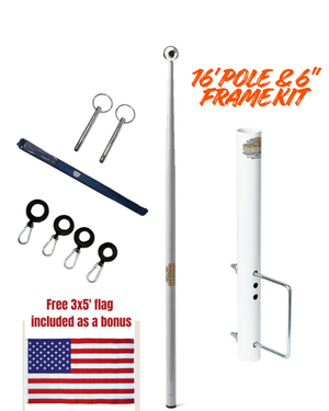 Telescopic Fiberglass Flagpole & 6" Frame Mount Kit - Dunes 2 Dezert SXS