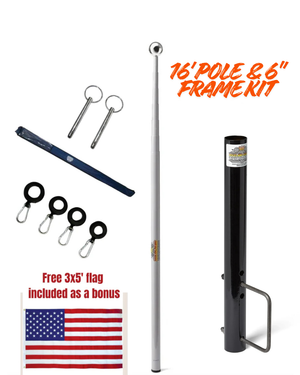 Telescopic Fiberglass Flagpole & 6" Frame Mount Kit - Dunes 2 Dezert SXS