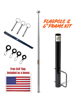 Telescopic Fiberglass Flagpole & 6" Frame Mount Kit - Dunes 2 Dezert SXS