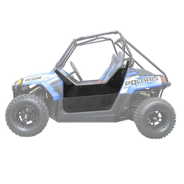 Durable Polaris RZR 170 bolt-on mid-height doors with UV-stable plastic skins and powder-coated steel frame for secure trail protection