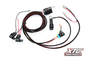 Plug-and-play Maverick X3 1-switch radio and intercom power harness with amber LED switch and sealed fuse protection