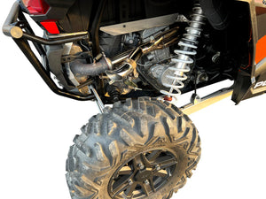 RPM RZR XP1000 2.5" E-Valve Captain’s Choice side dump exhaust with polished stainless finish and fishtail tip, 2018–2023