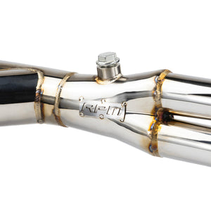 RPM RZR XP1000 2.5" E-Valve Captain’s Choice side dump exhaust with polished stainless finish and fishtail tip, 2018–2023