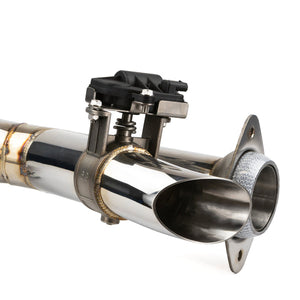 RPM RZR XP1000 2.5" E-Valve Captain’s Choice side dump exhaust with polished stainless finish and fishtail tip, 2018–2023