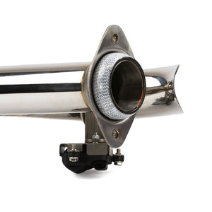 RPM RZR XP1000 2.5" E-Valve Captain’s Choice side dump exhaust with polished stainless finish and fishtail tip, 2018–2023