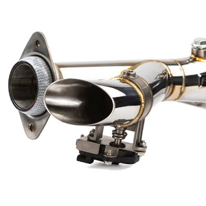 RPM RZR XP1000 2.5" E-Valve Captain’s Choice side dump exhaust with polished stainless finish and fishtail tip, 2018–2023