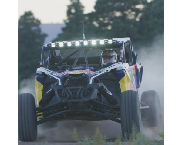 Rigid 360 Connect 40-inch RGBW LED light bar with eight modular pods, adjustable curve, and spot-drive optics for off-road lighting