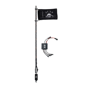 5150 187 Platinum LED whip, 187 Platinum whip with flag and controller on white background