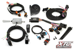 Polaris Ranger XP 1000 Ride Command turn signal kit with billet lever, LED lights, plug-in harness, and hazard/horn rocker switch
