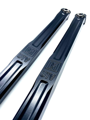 LM UTV Polaris RZR Pro R Rear Sway Bar Links, pair shown in machine finish
