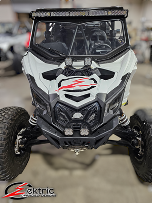 Elektric Off Road black billet upper shock mount brace with light mount for Can-Am Maverick X3