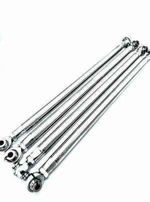 LM UTV Polaris RZR Pro R Radius Rods 74" detail view showing the rod end and bearing