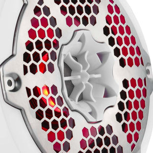 DS18 Hybrid Marine Speaker w/ Driver And RGB LEDs 6.5in 2-Way 250 Watts RMS 4 ohm White w/ Covers