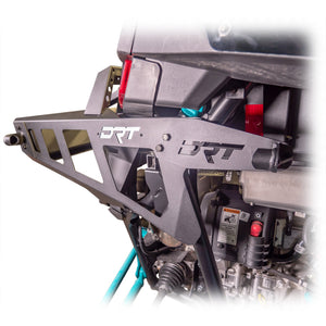 Heavy-duty jack holder kit for Polaris RZR Pro R Desert Runner Tire Carrier by DRT Motorsports, powder-coated steel mount system