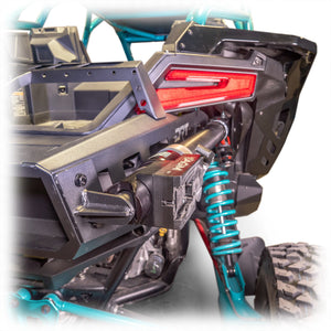 Heavy-duty jack holder kit for Polaris RZR Pro R Desert Runner Tire Carrier by DRT Motorsports, powder-coated steel mount system
