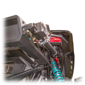 Heavy-duty jack holder kit for Polaris RZR Pro R Desert Runner Tire Carrier by DRT Motorsports, powder-coated steel mount system