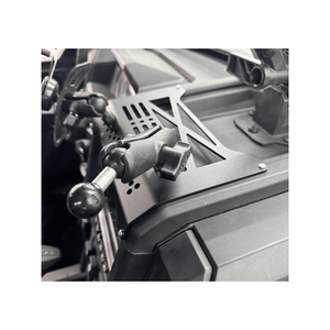 Polaris Xpedition Center Dash Panel by AJK Offroad, black body panel with mounting slots and cutouts for vehicle dashboard.