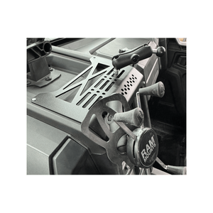 AJK Offroad Polaris Xpedition center dash panel for body customization, shown in black with mounting holes and textured finish.