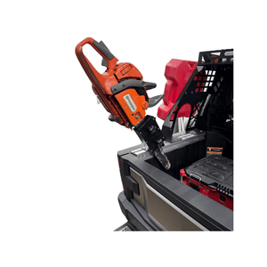AJK Offroad Polaris Xpedition Chainsaw Mount for storage, securely holding a chainsaw on off-road vehicles.