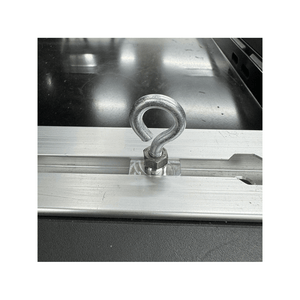 Polaris Xpedition bed rail tie-down hook by AJK Offroad, a sturdy metal accessory for securing cargo in truck beds.