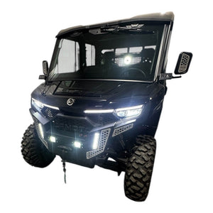 Heavy-duty front bumper for CF Moto UForce U10 by AJK Offroad, showing durable steel construction and mounting points.
