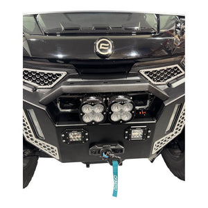 CF Moto UForce U10 heavy-duty front bumper by AJK Offroad, showing durable steel construction and mounting points for off-road protection.