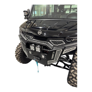 CF Moto UForce U10 heavy-duty front bumper by AJK Offroad, showcasing durable steel construction and mounting points.