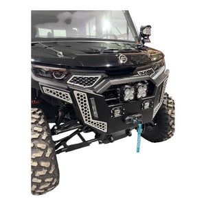 CF Moto UForce U10 heavy duty front bumper by AJK Offroad, showcasing durable steel construction and mounting points.