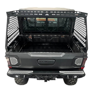 CF Moto UForce U10 tall bed rack with enclosure, AJK Offroad bed accessory for extra cargo space and protection.