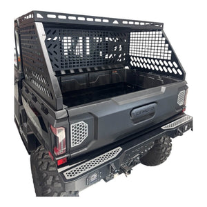 CF Moto UForce U10 tall bed rack with enclosure, durable offroad bed accessory by AJK Offroad, mounted on U10 pickup truck.