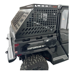 CF Moto UForce U10 tall bed rack with enclosure, AJK Offroad bed accessories for enhanced storage and utility.
