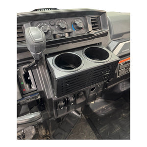 AJK Offroad Kawasaki Ridge aluminum dash mount and cup holder panel, front view