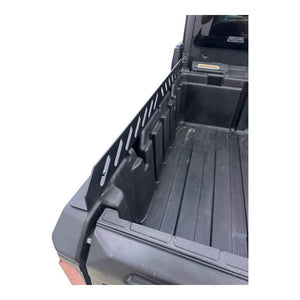 10-gauge steel Can-Am Defender bed rail detail with LinQ nut mounting, AJK Offroad