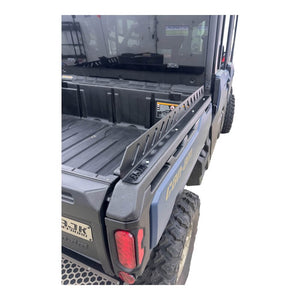 AJK Offroad Can-Am Defender bed rails covering factory bed-rail holes, close detail