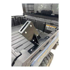 AJK Offroad Can-Am Defender bed rail chainsaw mount, powder-coated black steel
