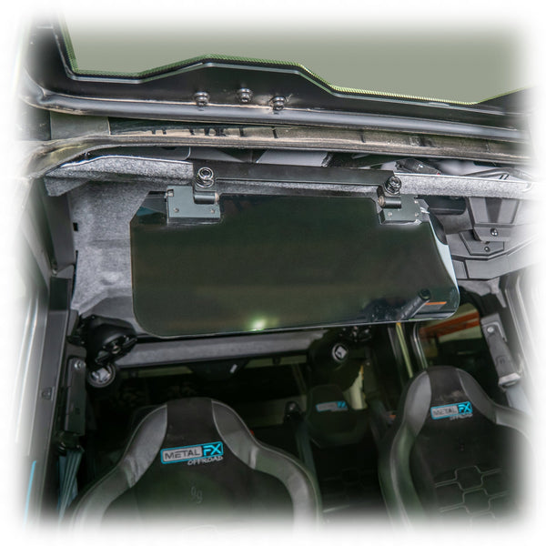 Adjustable tinted polycarbonate sun visor for 2024+ Polaris XPEDITION models with anodized aluminum hardware and dual pivot mounting