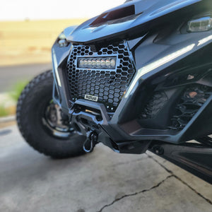 Can-Am Maverick R Grill w/ Baja Designs S8 Light Bar - Dunes 2 Dezert SXS