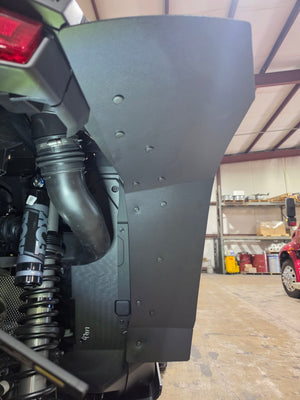 Trail Armor RZR Pro XP mud flap fender extensions, installed view