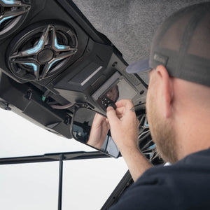 Can-Am Defender HD11 MRB4 audio system installed, trail lifestyle — view 3