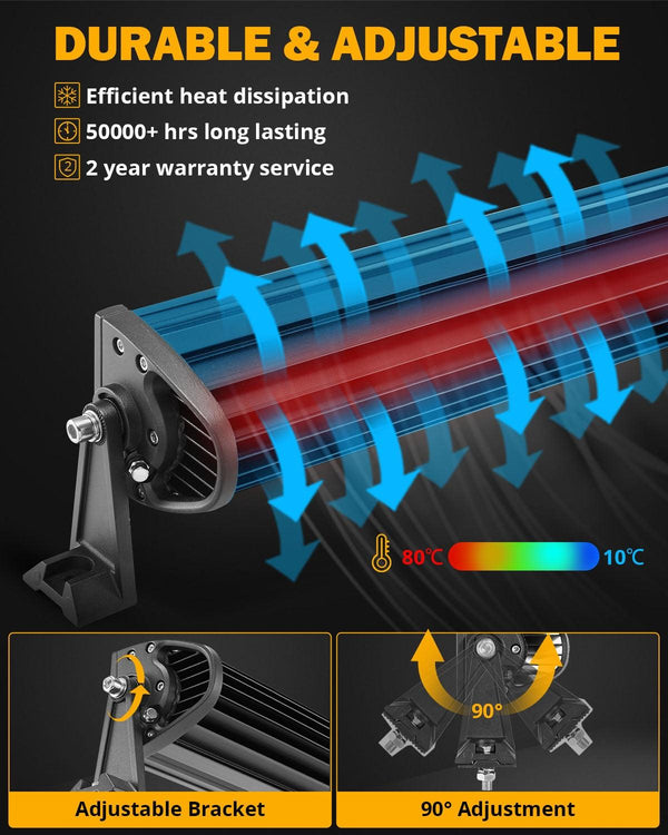 50 Inch 6 Modes White&Amber Straight Off Road Led Light Bar - Dunes 2 Dezert SXS