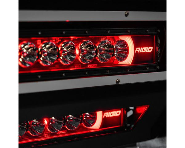 Rigid 10" Radiance+ RGBW LED Light Bar with 8-color backlight, waterproof housing, and spot-drive optics for off-road performance